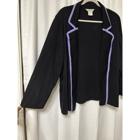 Exclusively Misook Slinky Open Cardigan Knit Jacket Womens 3x Plus Black Purple - Picture 3 of 5